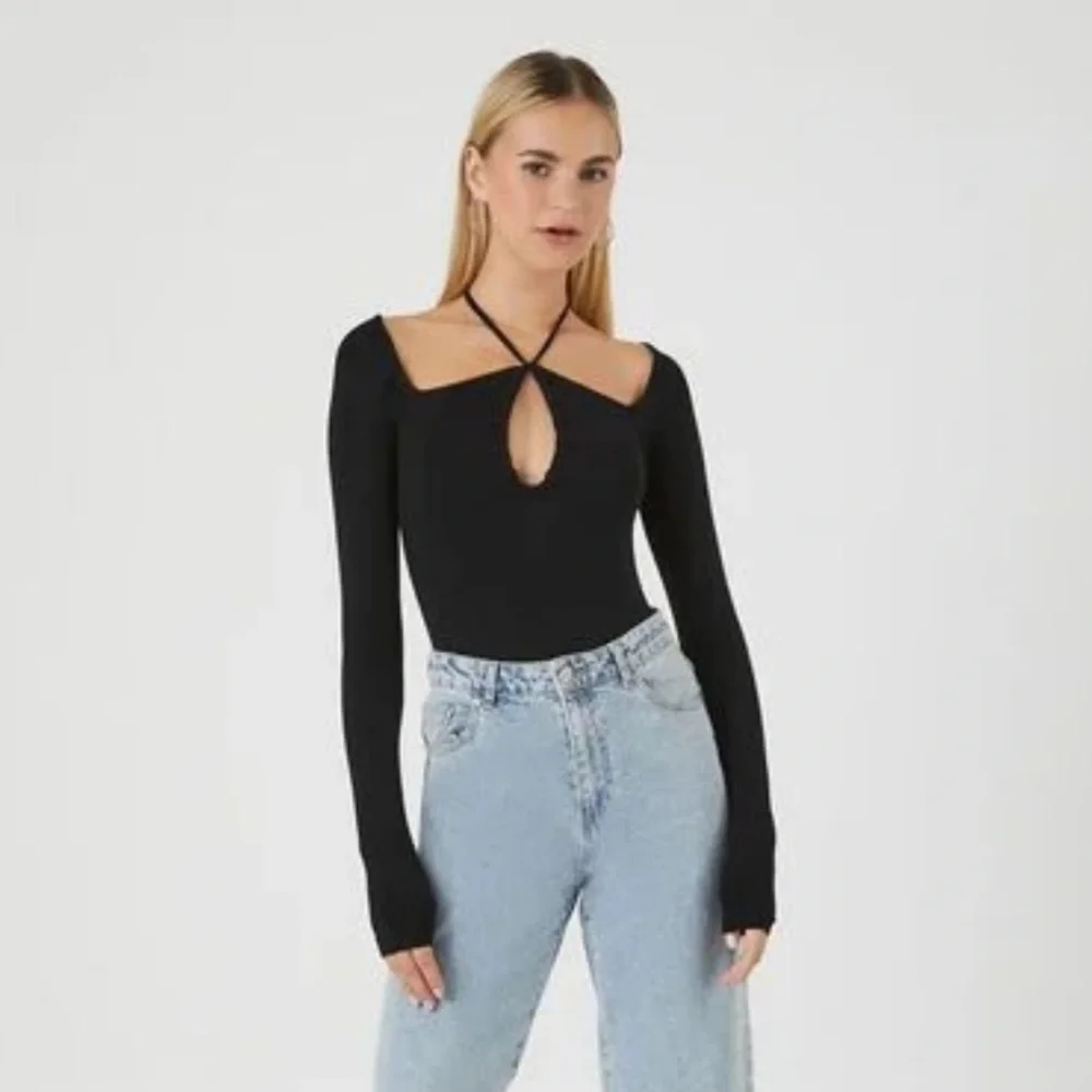 Cutout halter bodysuit in black - Picture 1 of 13